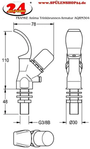 KWC PROFESSIONAL Anima Selbstschluss-Trinkbrunnenarmatur AQRM304 mit Kappendruckknopf