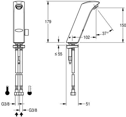 KWC PROFESSIONAL Protronic-S Elektronik-Standbatterie AQUA130 DN 15 fr Waschanlagen, opto-elektronisch gesteuert mit Batteriebetrieb