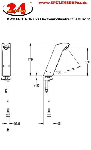 KWC PROFESSIONAL Protronic-S Elektronik-Standventil AQUA131 DN 15 fr Waschanlagen, opto-elektronisch gesteuert mit Batteriebetrieb