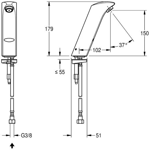 KWC PROFESSIONAL Protronic-S Elektronik-Standventil AQUA131 DN 15 fr Waschanlagen, opto-elektronisch gesteuert mit Batteriebetrieb