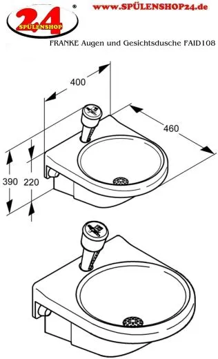 KWC PROFESSIONAL Erste Hilfe Augen und Gesichtsdusche FAID108 mit Wasserauffangschale Kunststoff grn zur Wandmontage