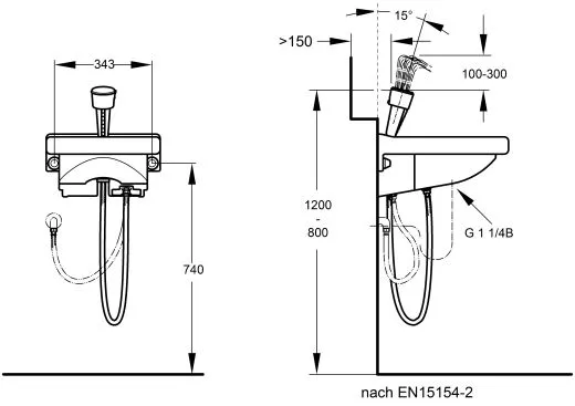 KWC PROFESSIONAL Erste Hilfe Augen und Gesichtsdusche FAID108 mit Wasserauffangschale Kunststoff grn zur Wandmontage