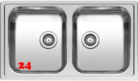 REGINOX K�chensp�le Centurio L20 Einbausp�le Edelstahl Doppelbecken mit Flachrand Siebkorb als Stopfenventil