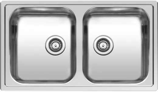 REGINOX K�chensp�le Centurio L20 Einbausp�le Edelstahl Doppelbecken mit Flachrand Siebkorb als Stopfenventil