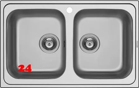 PYRAMIS Kchensple Athena Extra (79x50) 2B Einbausple / Doppelsple Siebkorb als Stopfenventil