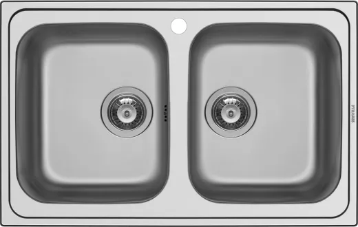 PYRAMIS Kchensple Athena Extra (79x50) 2B Einbausple / Doppelsple Siebkorb als Stopfenventil