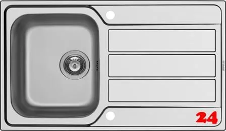 PYRAMIS Kchensple Athena (86x50) 1B 1D Einbausple / Edelstahlsple Siebkorb als Drehknopfventil