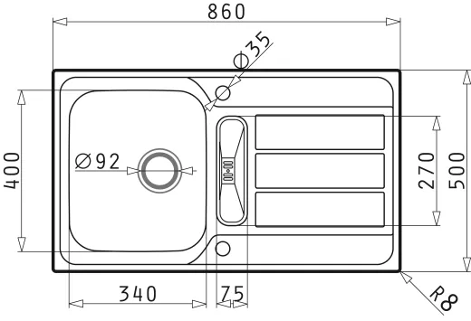 ✅ PYRAMIS Kchensple Athena (86x50) 1 1/4B 1D Einbausple / Edelstahlsple Siebkorb als Drehknopfventil