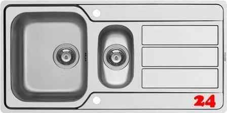 PYRAMIS Kchensple Athena Extra (100x50) 1 1/2B 1D FB Einbausple Flachrand / Flchenbndig Siebkorb als Drehknopfventil