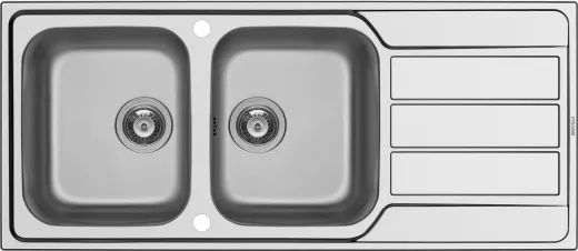 PYRAMIS Kchensple Athena Extra (116x50) 2B 1D Einbausple / Doppelsple Siebkorb als Drehknopfventil