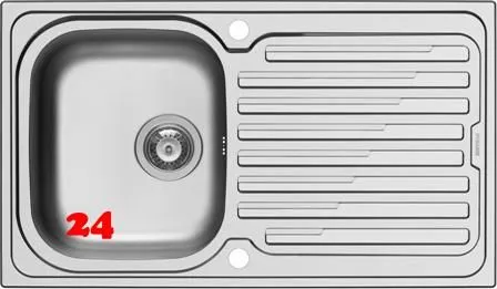 PYRAMIS Kchensple Amaltia (86x50) 1B 1D Einbausple / Edelstahlsple Siebkorb als Drehknopfventil