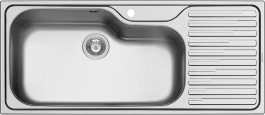 PYRAMIS Kchensple Titan (116x50) 1B 1D Einbausple / Edelstahlsple Siebkorb als Stopfenventil