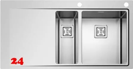 PYRAMIS Kchensple Olynthos (100x52) 1 1/2B 1D RH Einbausple Flachrand / Flchenbndig mit Drehknopfventil