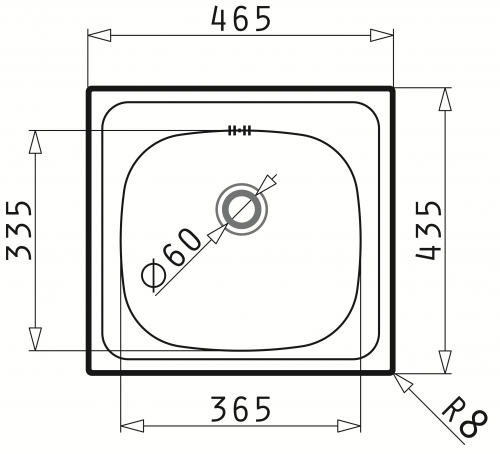 {LAGER} PYRAMIS Küchenspüle E33 (46,5x43,5) 1B Einbauspüle / Edelstahlspüle Ablauf mit Gummistopfen ohne Hahnlochbohrung