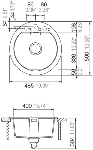 SCHOCK Kchensple Mono R-100 Cristadur Nano-Granitsple / Runde Sple mit Drehexcenter