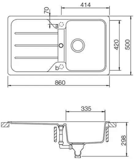 SCHOCK Kchensple Formhaus D-100 Cristalite Granitsple / Einbausple Basic Line mit Drehexcenter