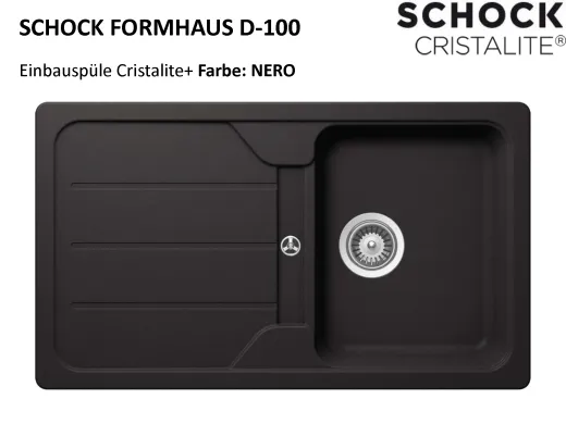 SCHOCK Kchensple Formhaus D-100 Cristalite Granitsple / Einbausple Basic Line mit Drehexcenter