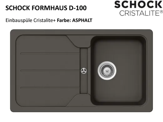 SCHOCK Kchensple Formhaus D-100 Cristalite Granitsple / Einbausple Basic Line mit Drehexcenter