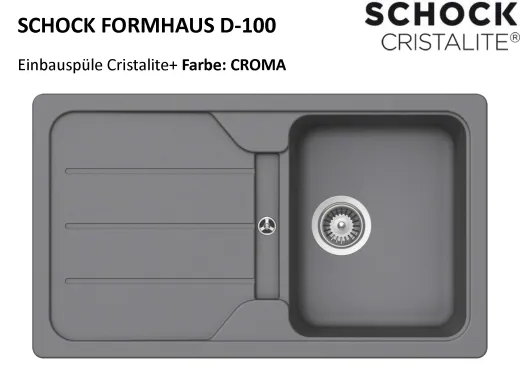 SCHOCK Kchensple Formhaus D-100 Cristalite Granitsple / Einbausple Basic Line mit Drehexcenter