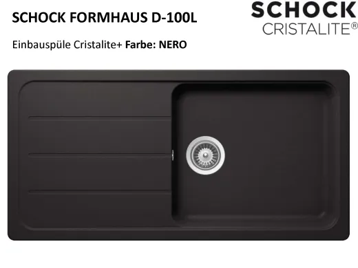 SCHOCK Kchensple Formhaus D-100L Cristalite Granitsple / Einbausple Basic Line mit Drehexcenter