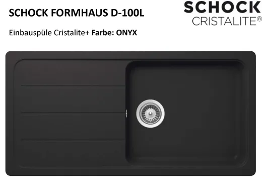SCHOCK Kchensple Formhaus D-100L Cristalite Granitsple / Einbausple Basic Line mit Drehexcenter