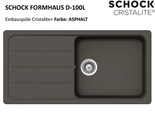 SCHOCK Kchensple Formhaus D-100L Cristalite Granitsple / Einbausple Basic Line mit Drehexcenter