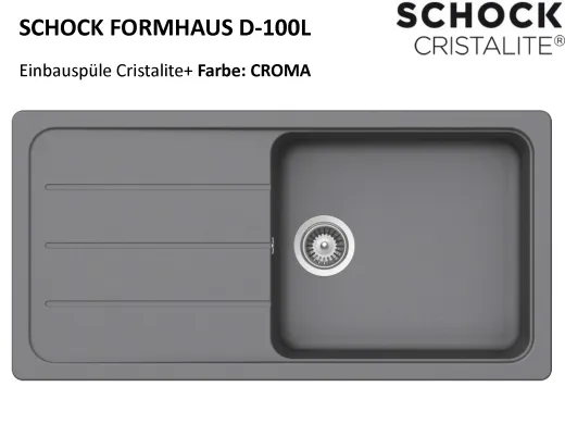 SCHOCK Kchensple Formhaus D-100L Cristalite Granitsple / Einbausple Basic Line mit Drehexcenter
