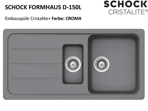 ✅ SCHOCK Kchensple Formhaus D-150L Cristalite Granitsple / Einbausple Basic Line mit Drehexcenter