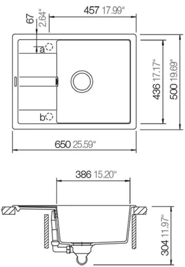 SCHOCK Kchensple Manhattan D-100 Cristalite Granitsple / Einbausple Basic Line mit Drehexcenter