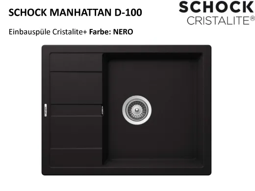 SCHOCK Kchensple Manhattan D-100 Cristalite Granitsple / Einbausple Basic Line mit Drehexcenter