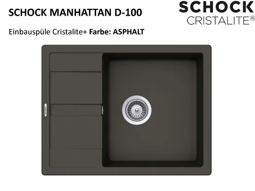 SCHOCK Kchensple Manhattan D-100 Cristalite Granitsple / Einbausple Basic Line mit Drehexcenter