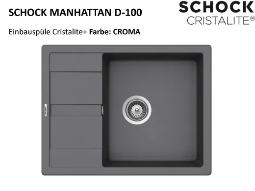 SCHOCK Kchensple Manhattan D-100 Cristalite Granitsple / Einbausple Basic Line mit Drehexcenter