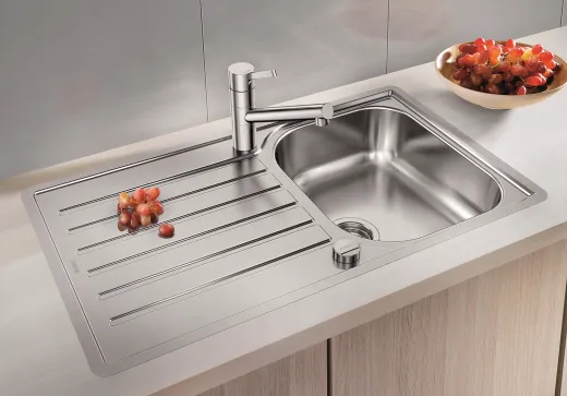 BLANCO Kchensple Lantos 45 S-IF Salto Edelstahlsple / Einbausple Flachrand mit Siebkorb als Drehknopfventil
