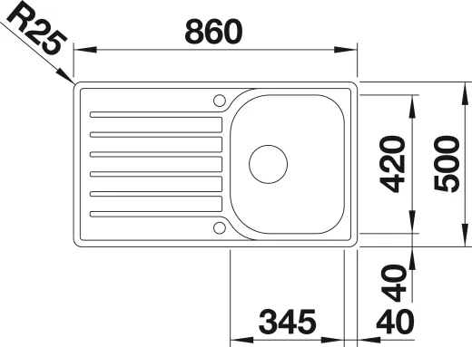 BLANCO Kchensple Lantos 45 S-IF Salto Edelstahlsple / Einbausple Flachrand mit Siebkorb als Drehknopfventil
