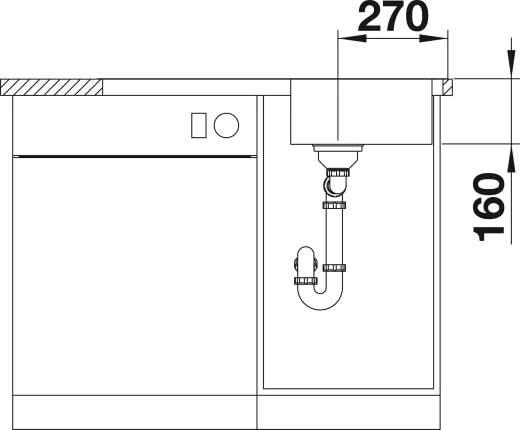 BLANCO Kchensple Lantos 45 S-IF Salto Edelstahlsple / Einbausple Flachrand mit Siebkorb als Drehknopfventil