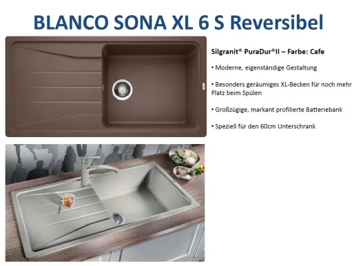 ❎*BLANCO Kchensple Sona XL 6 S Silgranit PuraDurII Granitsple / Einbausple mit Handbettigung