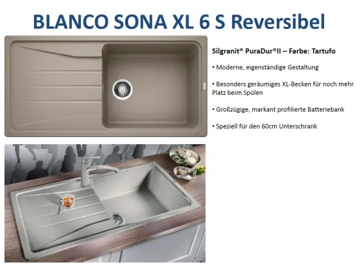 ❎*BLANCO Kchensple Sona XL 6 S Silgranit PuraDurII Granitsple / Einbausple mit Handbettigung