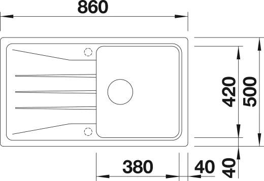 BLANCO Kchensple Sona 5 S Silgranit PuraDurII Granitsple / Einbausple mit Handbettigung
