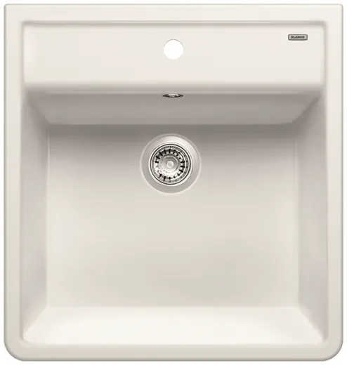 BLANCO Splstein Panor 60 Keramik PuraPlus Keramiksple mit Hahnlochbank Siebkorb als Stopfenventil