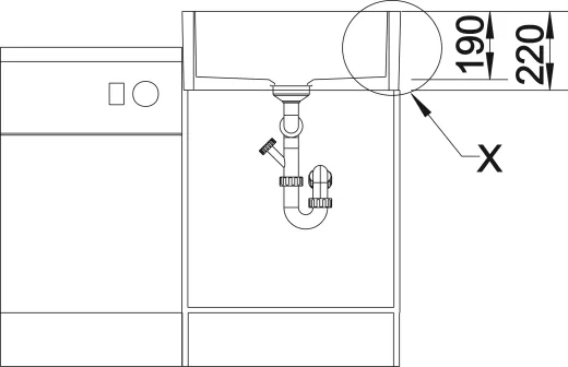 BLANCO Splstein Panor 60 Keramik PuraPlus Keramiksple mit Hahnlochbank Siebkorb als Stopfenventil