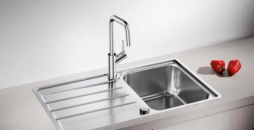 BLANCO Kchenarmatur Jurena-S Chrom Einhebelmischer / Spltischarmatur mit Zugauslauf als verdeckter Auslauf