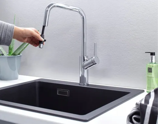 BLANCO Kchenarmatur Jurena Chrom Einhebelmischer / Spltischarmatur mit Festauslauf 360 schwenkbarer Auslauf