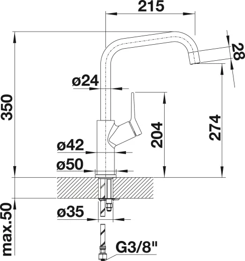 BLANCO Kchenarmatur Jurena Chrom Einhebelmischer / Spltischarmatur mit Festauslauf 360 schwenkbarer Auslauf