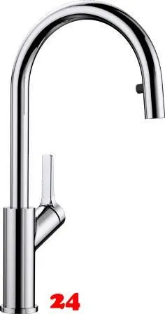 BLANCO Kchenarmatur Carena-S Chrom Einhebelmischer / Spltischarmatur mit Zugauslauf als verdeckter Auslauf