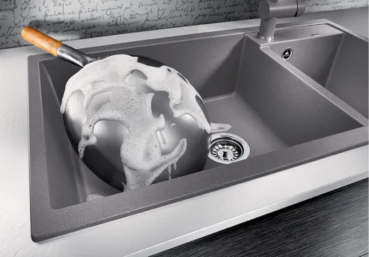 BLANCO Kchensple Metra 9 Silgranit PuraDurII Granitsple / Einbausple mit Handbettigung