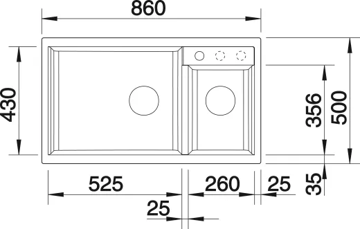 BLANCO Kchensple Metra 9 Silgranit PuraDurII Granitsple / Einbausple mit Handbettigung