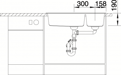 BLANCO Kchensple Metra 9 Silgranit PuraDurII Granitsple / Einbausple mit Handbettigung
