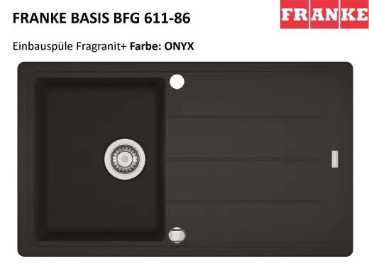 FRANKE Kchensple Basis BFG 611-86 Fragranit+ Einbausple / Granitsple mit Siebkorb als Drehknopfventil