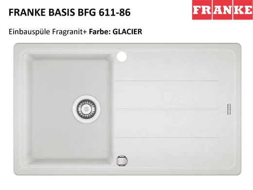 FRANKE Kchensple Basis BFG 611-86 Fragranit+ Einbausple / Granitsple mit Siebkorb als Drehknopfventil