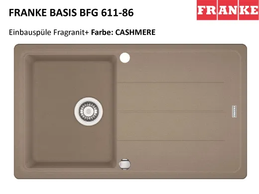 FRANKE Kchensple Basis BFG 611-86 Fragranit+ Einbausple / Granitsple mit Siebkorb als Drehknopfventil